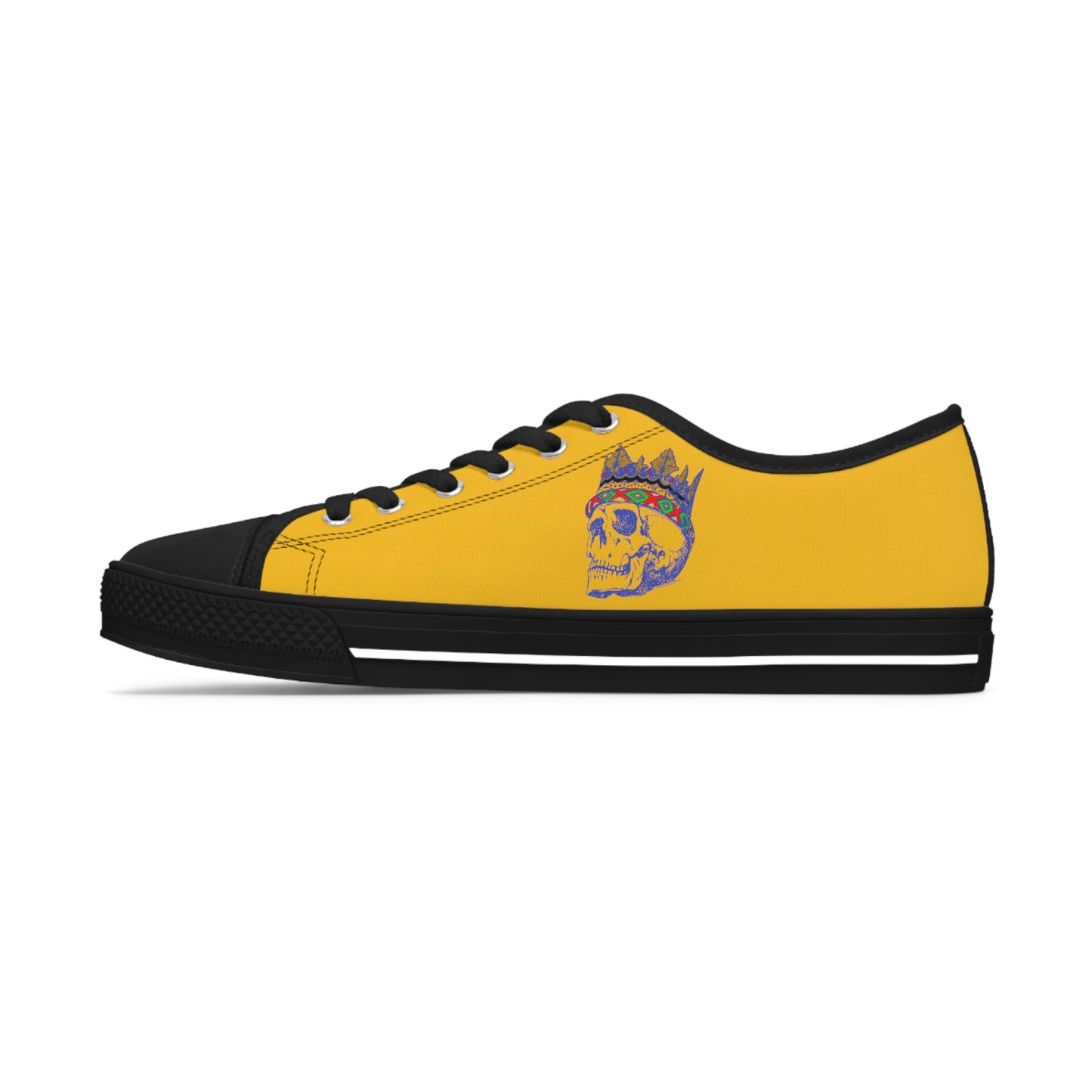 Queen Skull on Mustard    Women's Low Top Sneakers