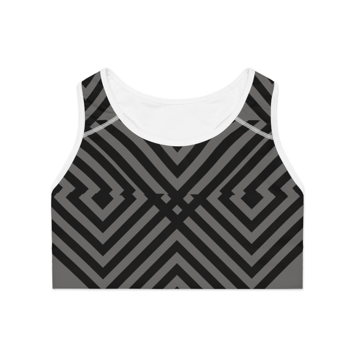 Chrome With Strips Sports Bra (AOP)