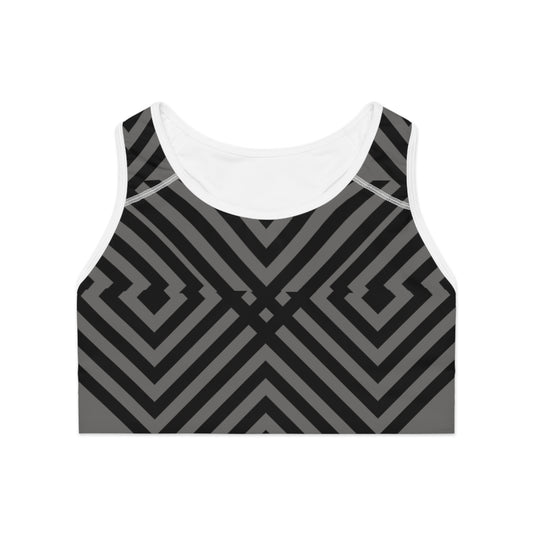 Chrome With Strips Sports Bra (AOP)