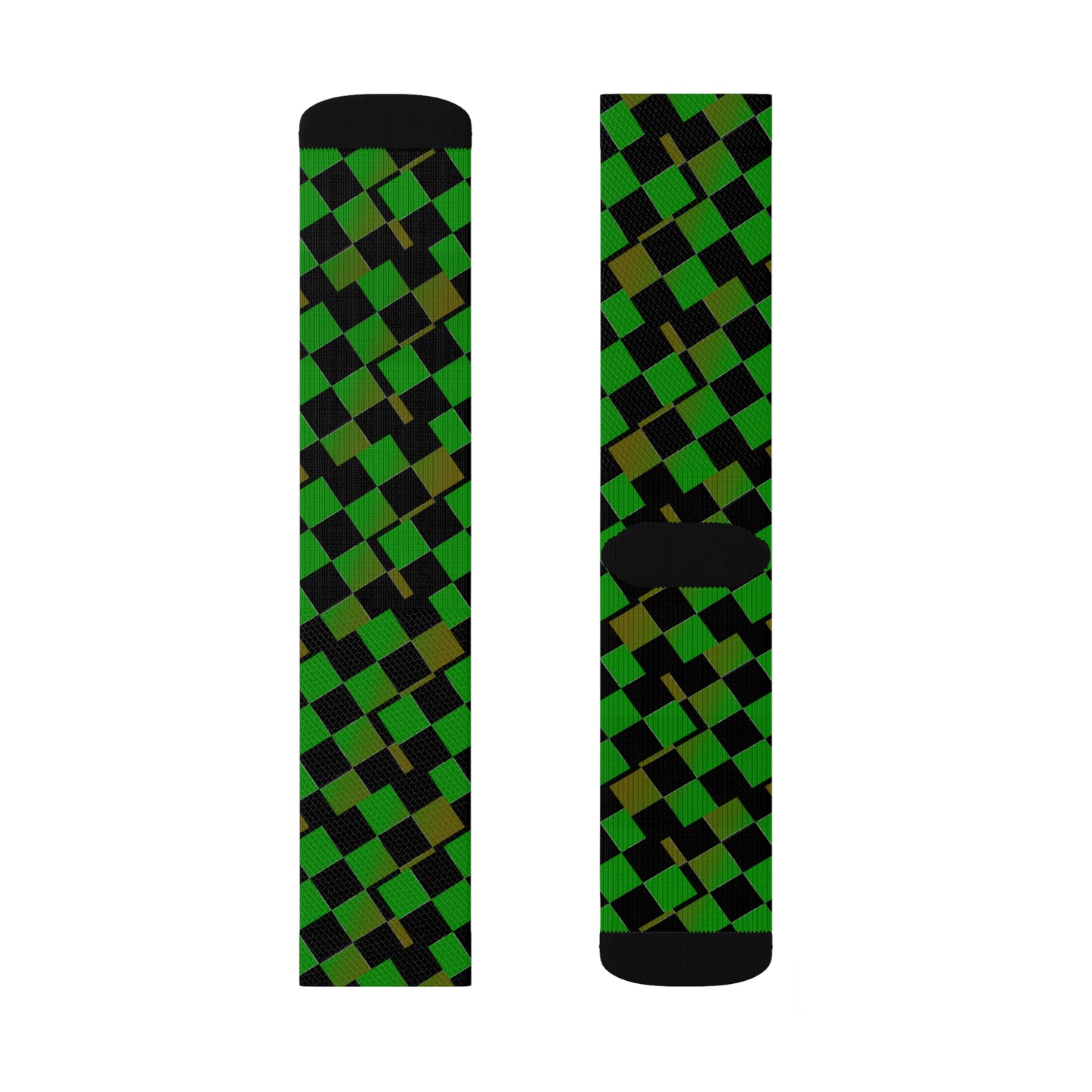 Checker Brd Green & Gold     Sublimation Socks