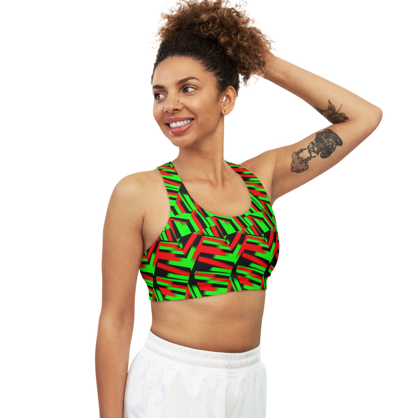 Afro Strips Seamless Sports Bra (AOP)