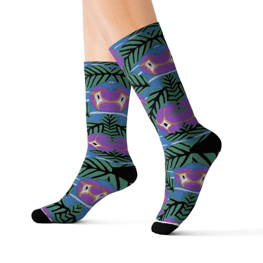 Purple Roses Tubed Socks