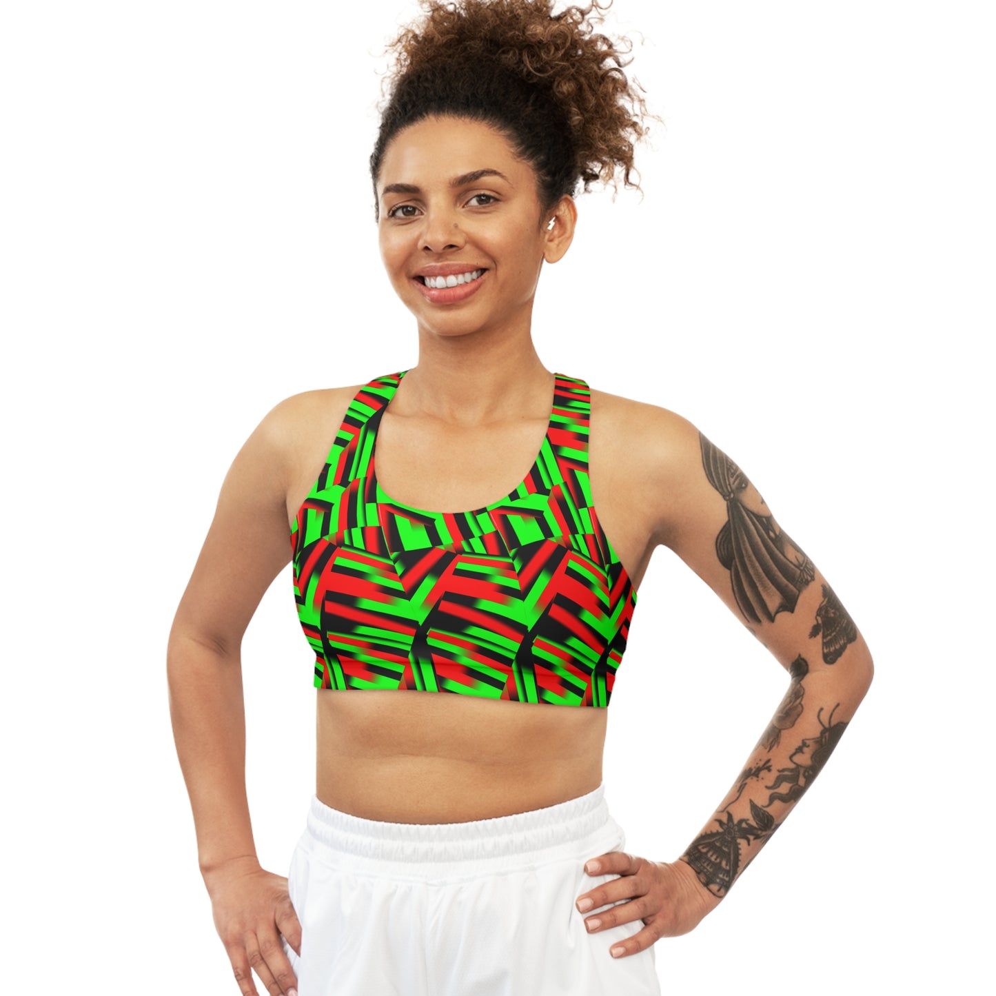 Afro Strips Seamless Sports Bra (AOP)