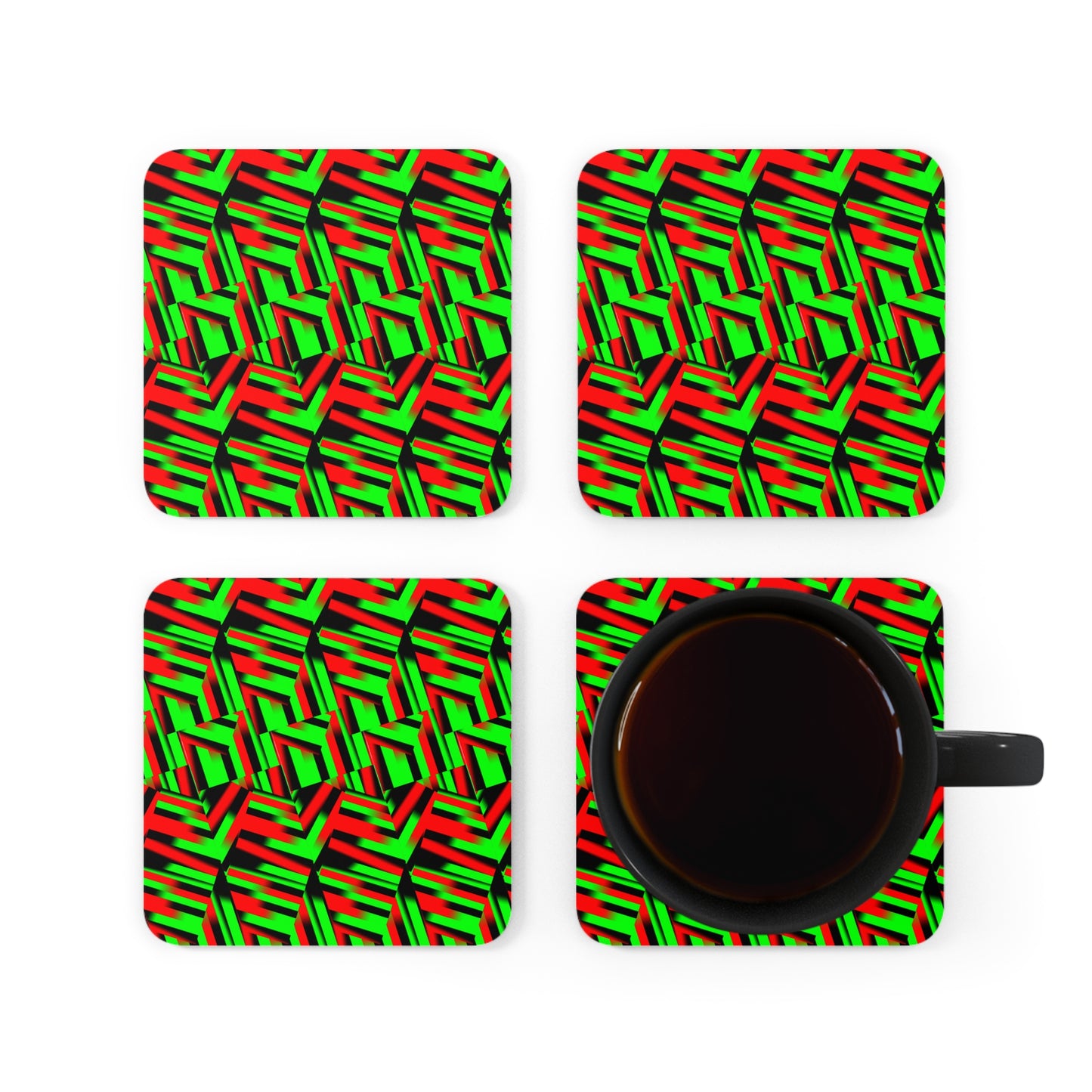 Afro Strips Corkwood Coaster Set