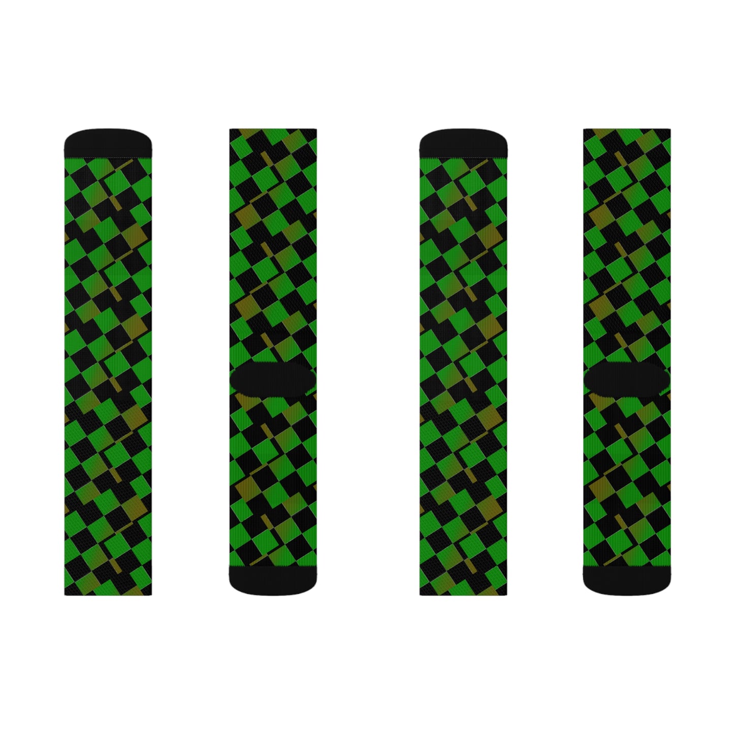 Checker Brd Green & Gold     Sublimation Socks