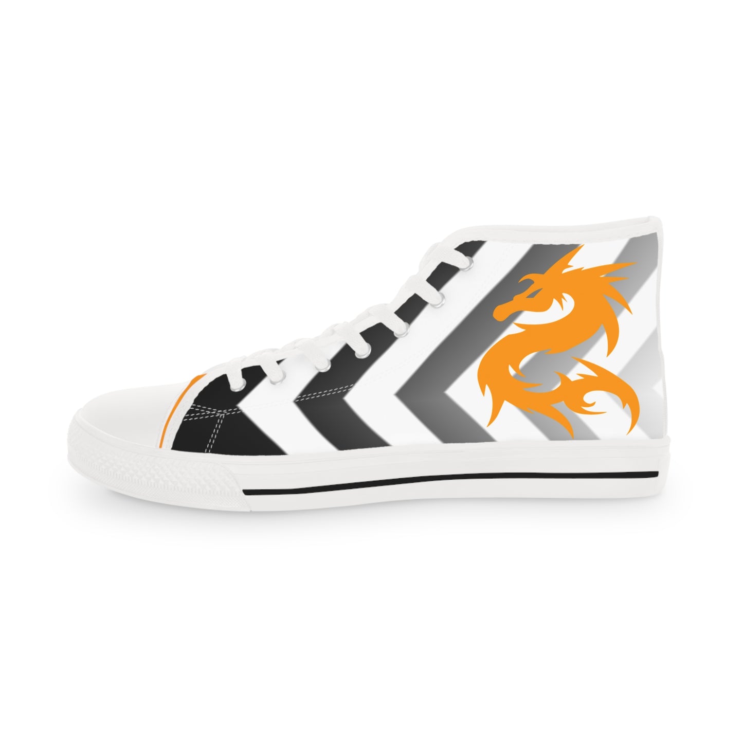 Golden Dragon on Black and white Men's High Top Sneakers