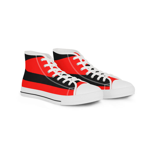 Black on Red Men's High Top Sneakers