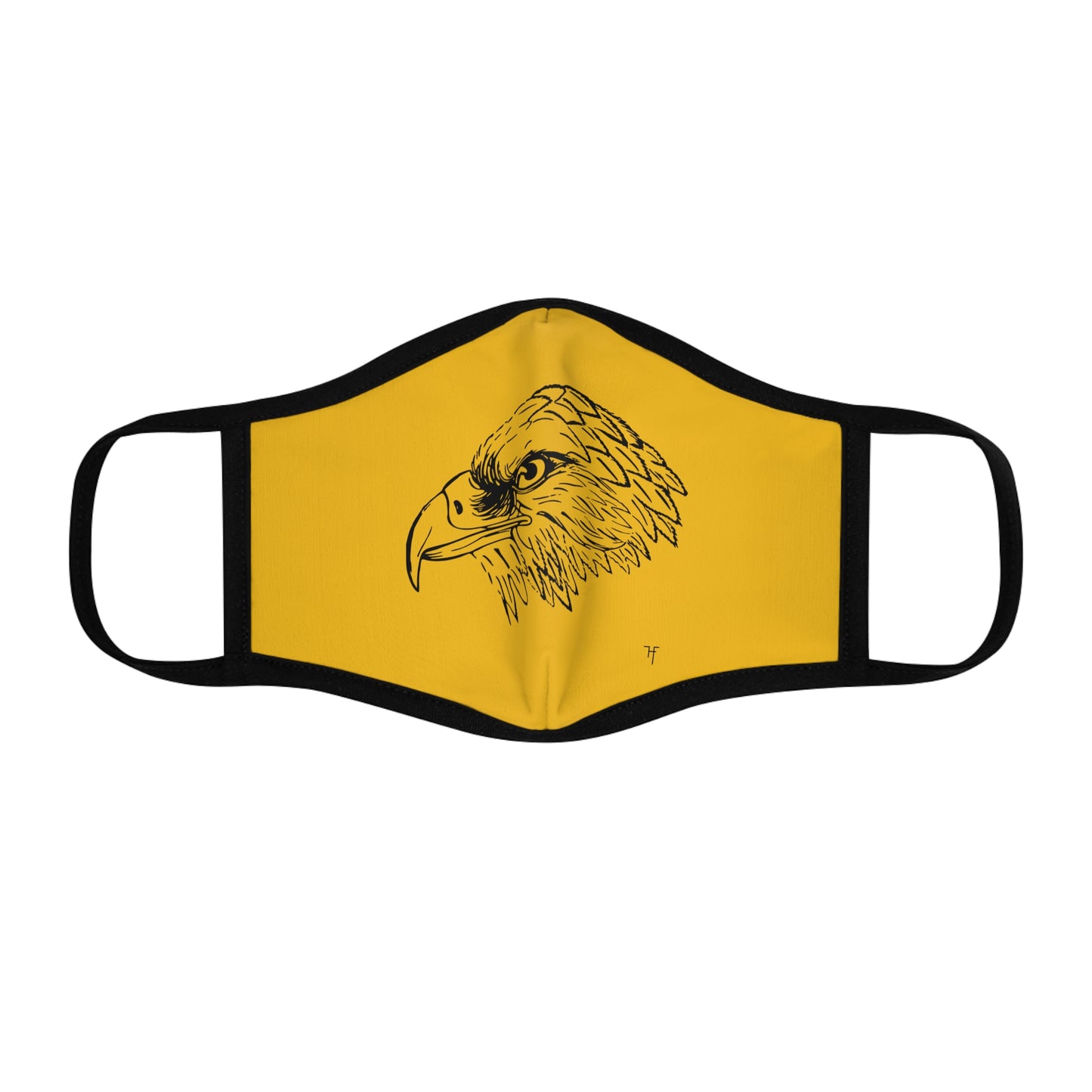 Bird On Gold Fitted Polyester Face Mask