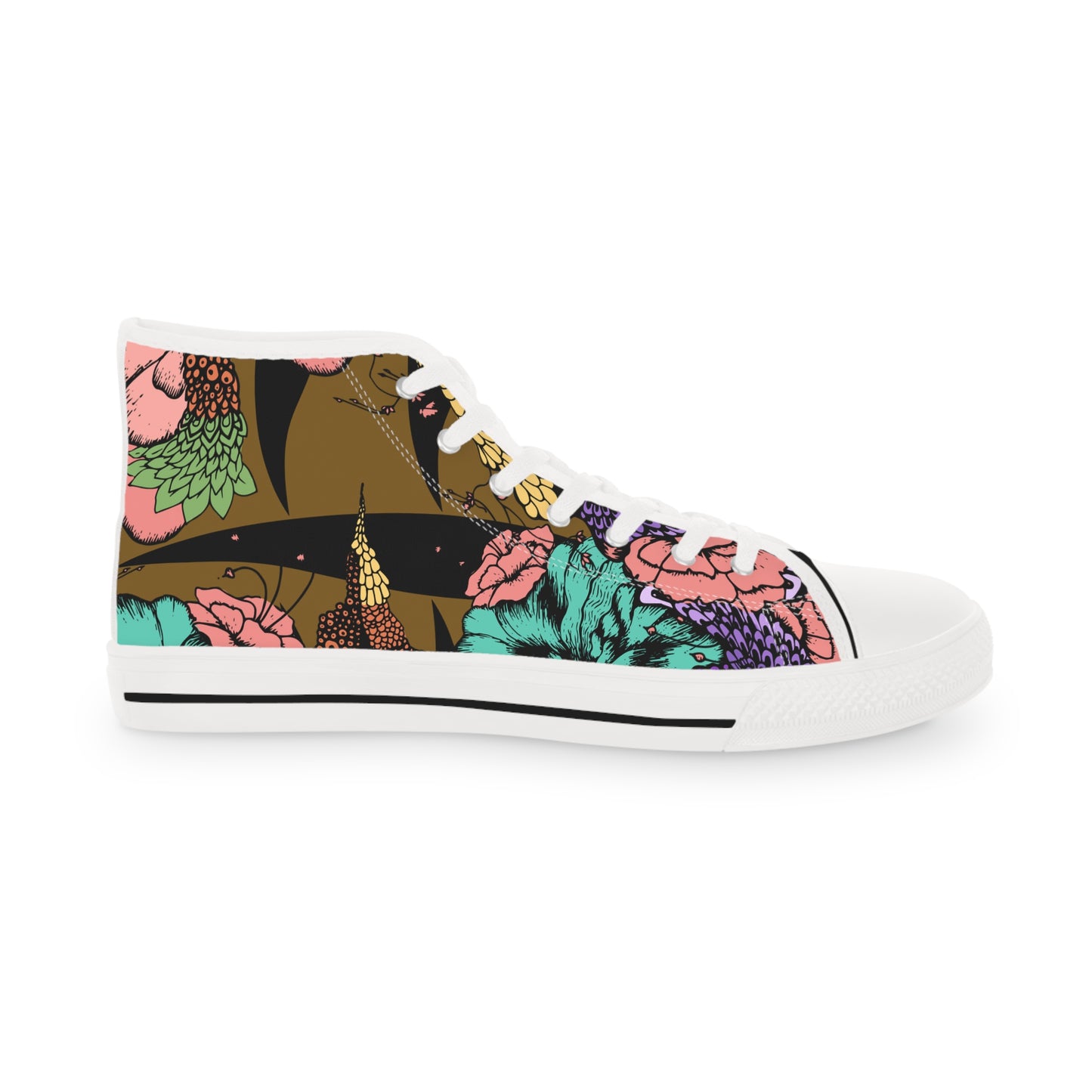 Black Snail Floral Men's High Top Sneakers