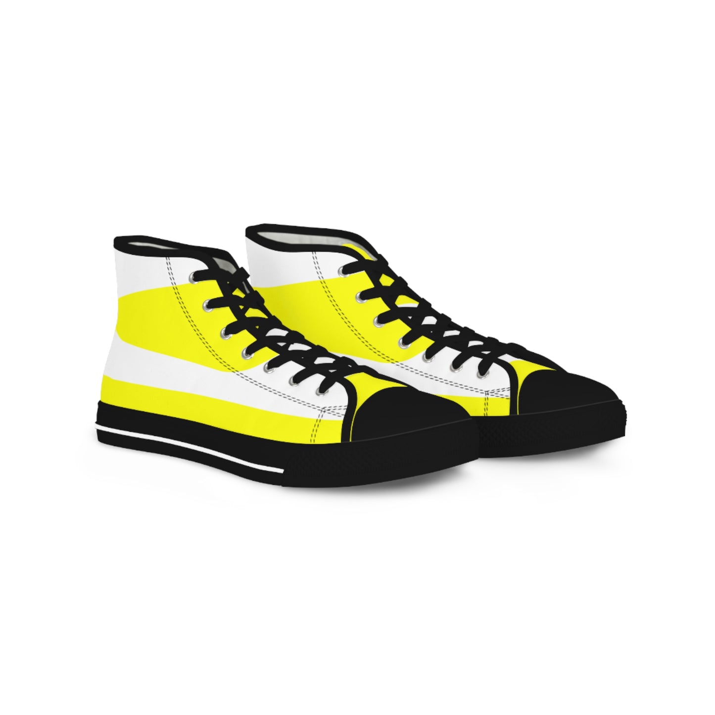 Yellow On White Men's High Top Sneakers