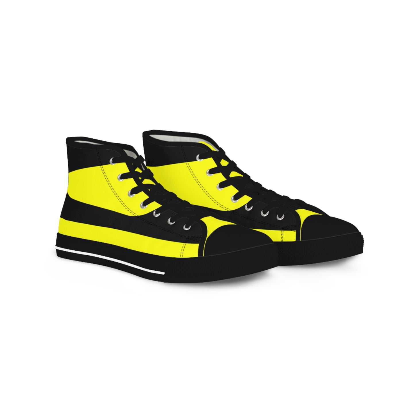 Yellow On Black Men's High Top Sneakers