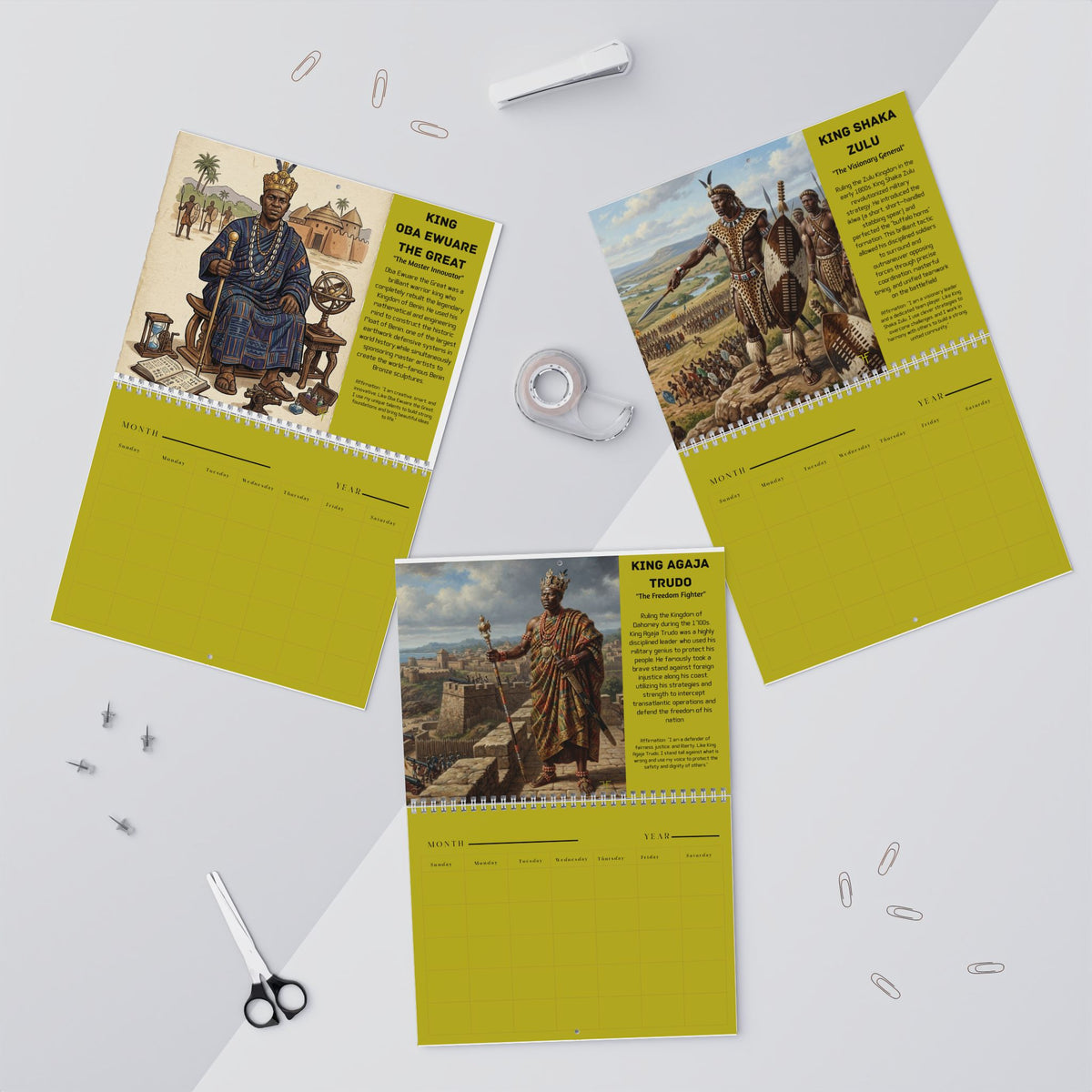African Kings Wall Calendar — Undated Black Children's History & Culture Calendar
