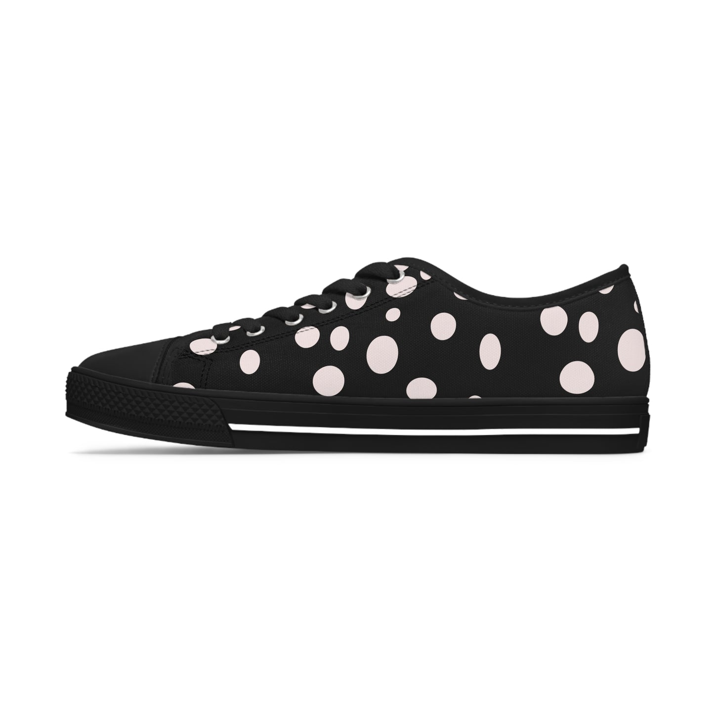 White Dots on Black    Women's Low Top Sneakers