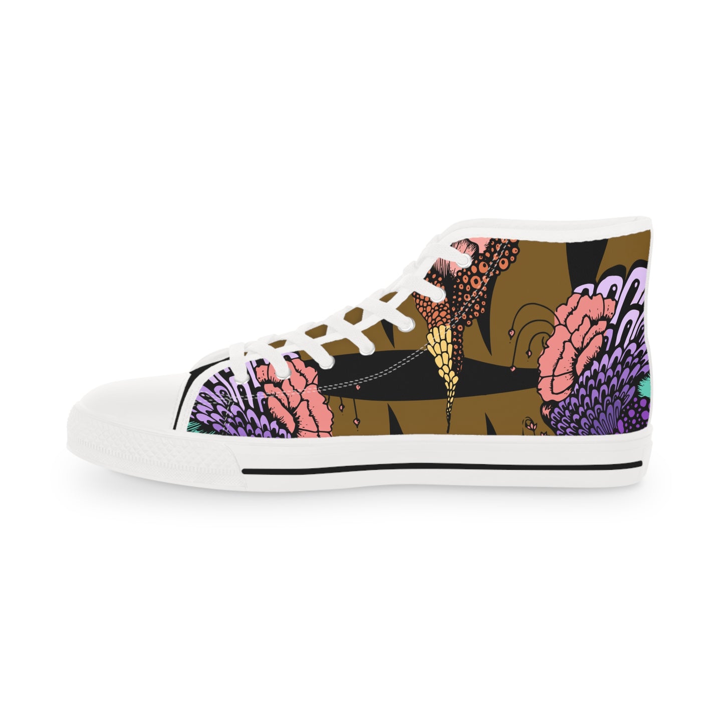 Black Snail Floral Men's High Top Sneakers