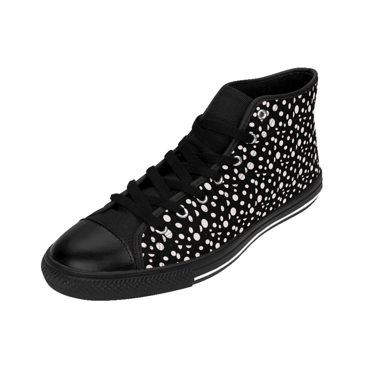 Small White Dots on Black Women's Classic Sneakers