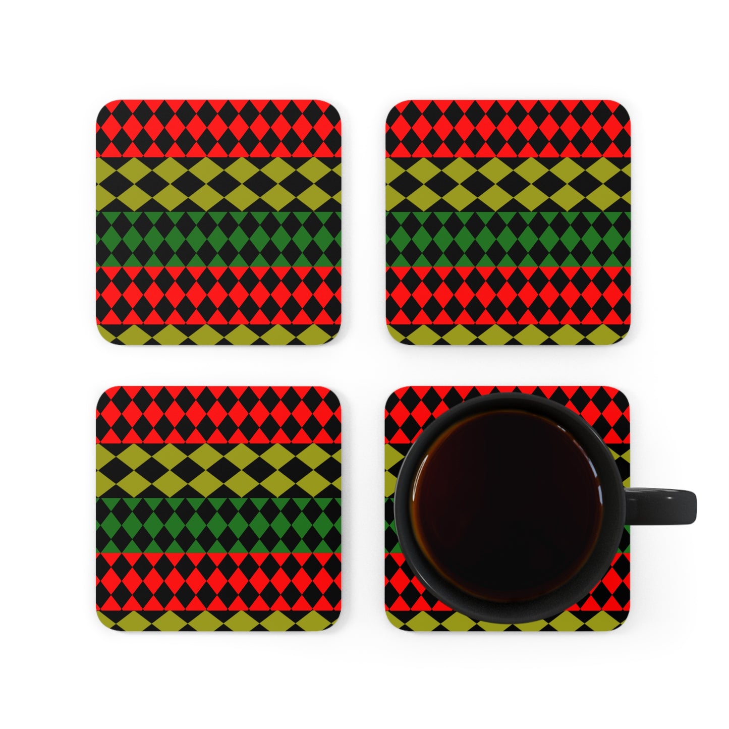 Pan African Flag  Corkwood Coaster Set