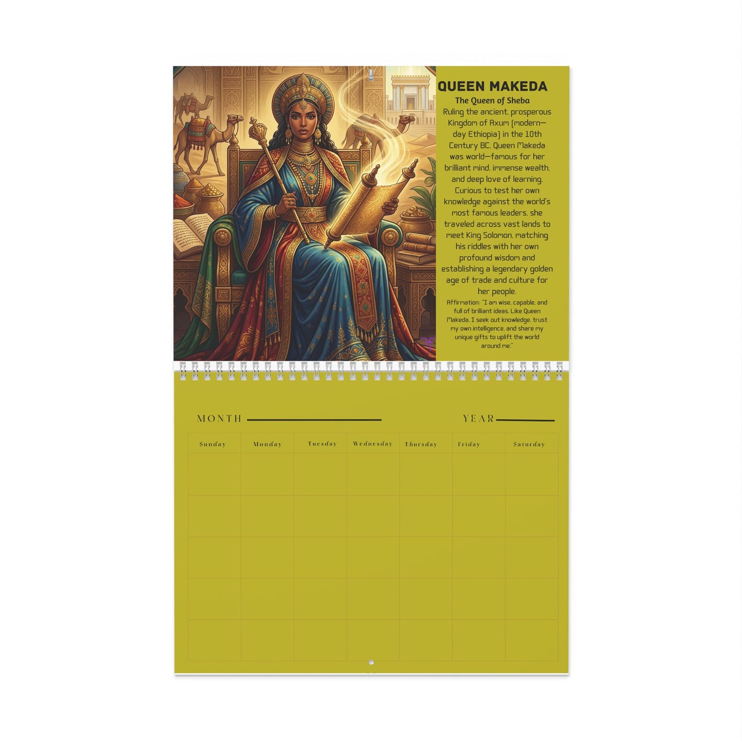 African Queens Wall Calendar — Undated Black Children's History & Culture Calendar