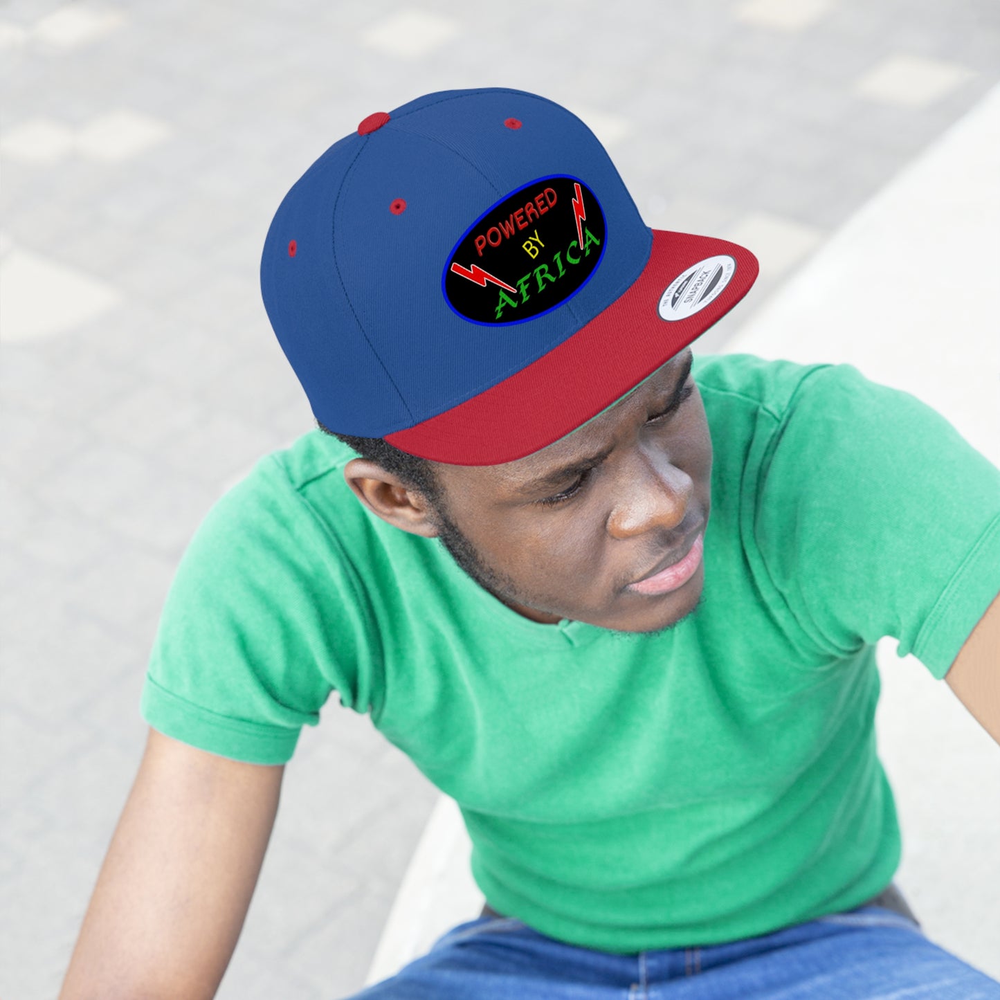 Powered By Africa (EMBROIDERED)  Unisex Flat Bill Hat