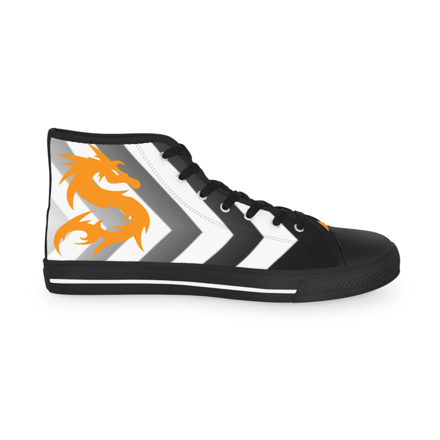 Golden Dragon on Black and white Men's High Top Sneakers