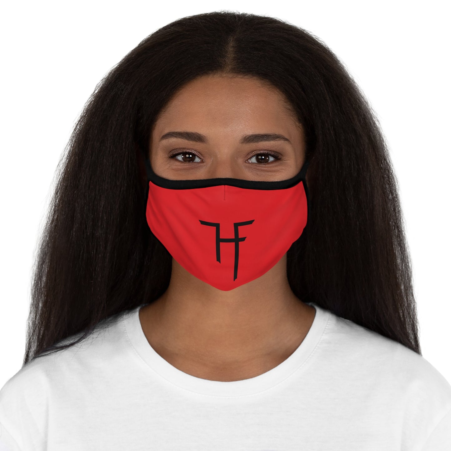 T F H on Red Fitted Polyester Face Mask