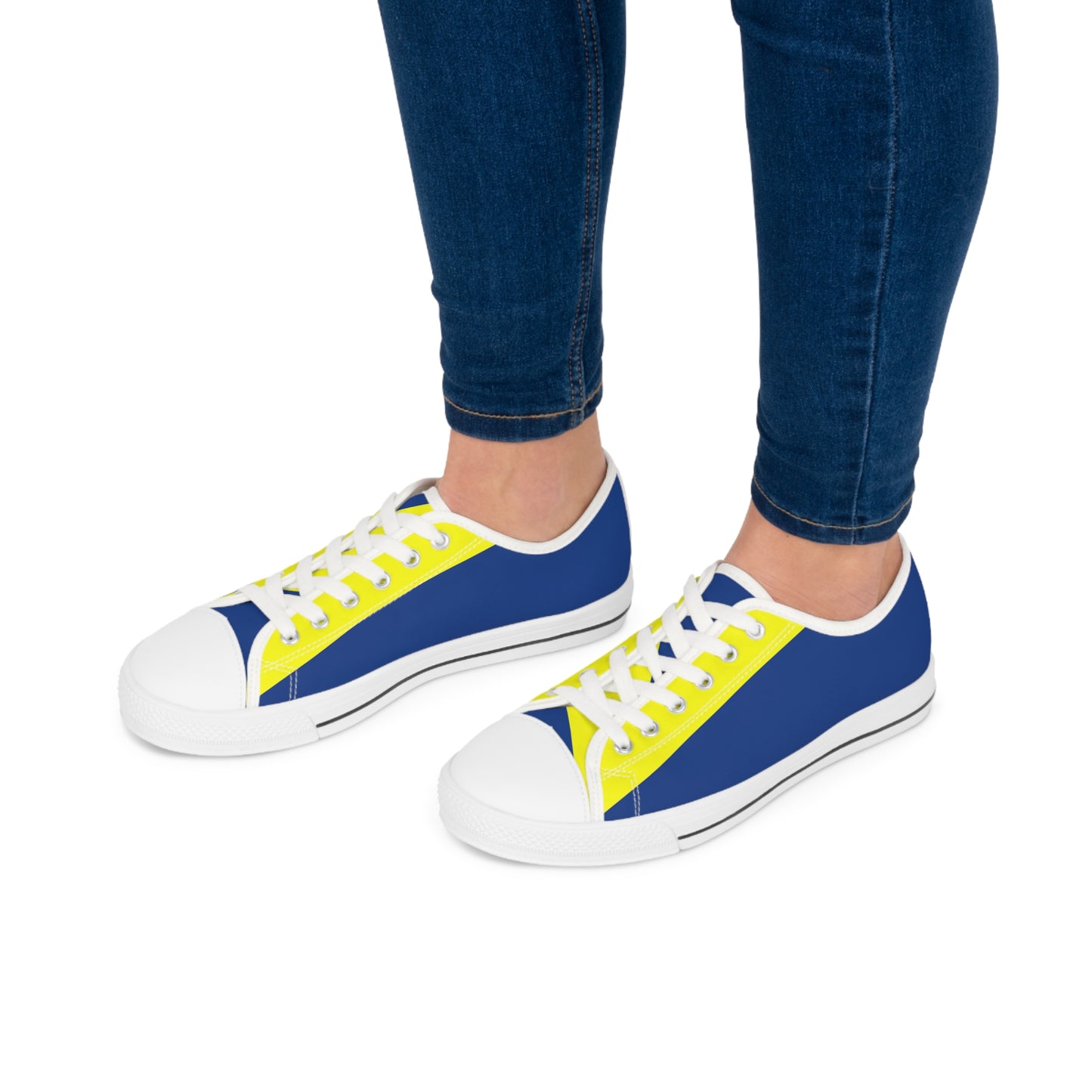 Yellow On Blue Women's Low Top Sneakers