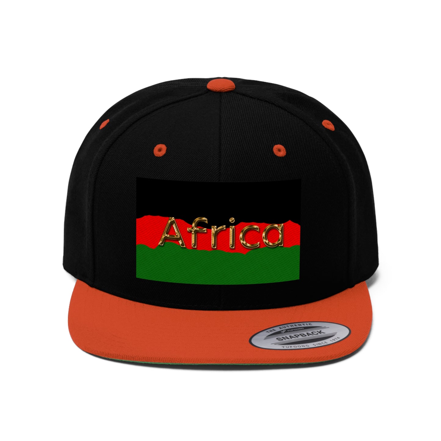 Africa in Gold (EMBROIDERED)  Unisex Flat Bill Hat