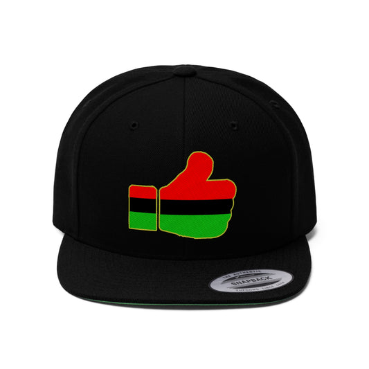 Thumbs Up  African Diaspora (EMBROIDERED)  Unisex Flat Bill Hat