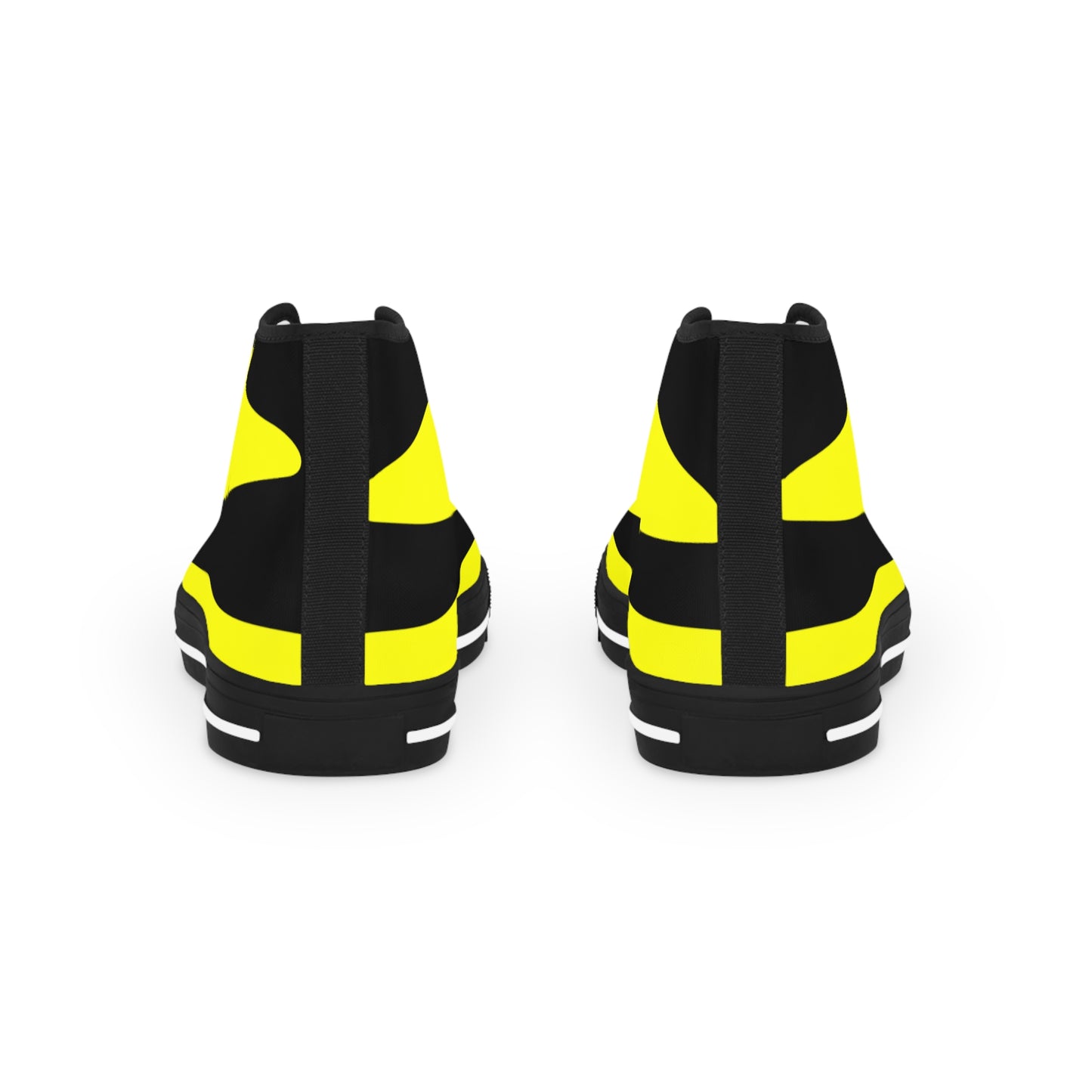 Yellow On Black Men's High Top Sneakers