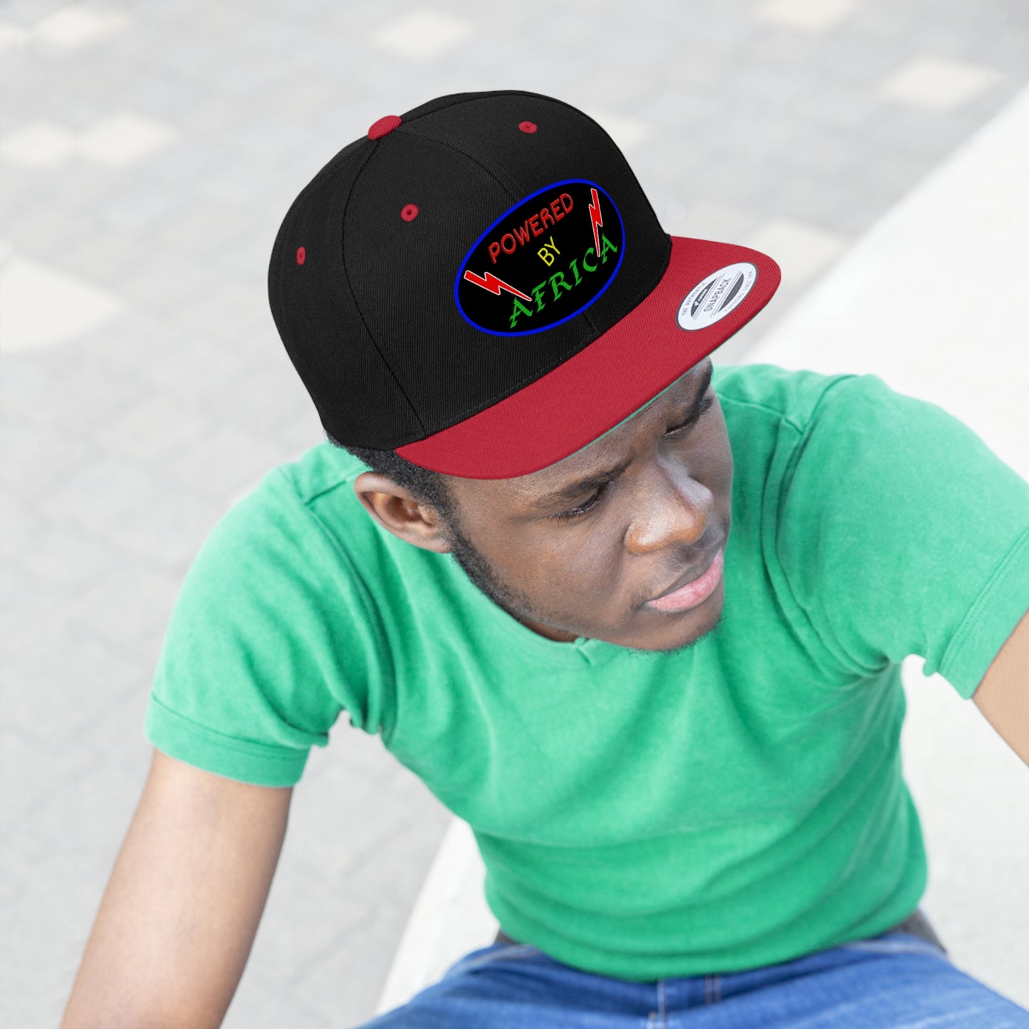 Powered By Africa (EMBROIDERED)  Unisex Flat Bill Hat