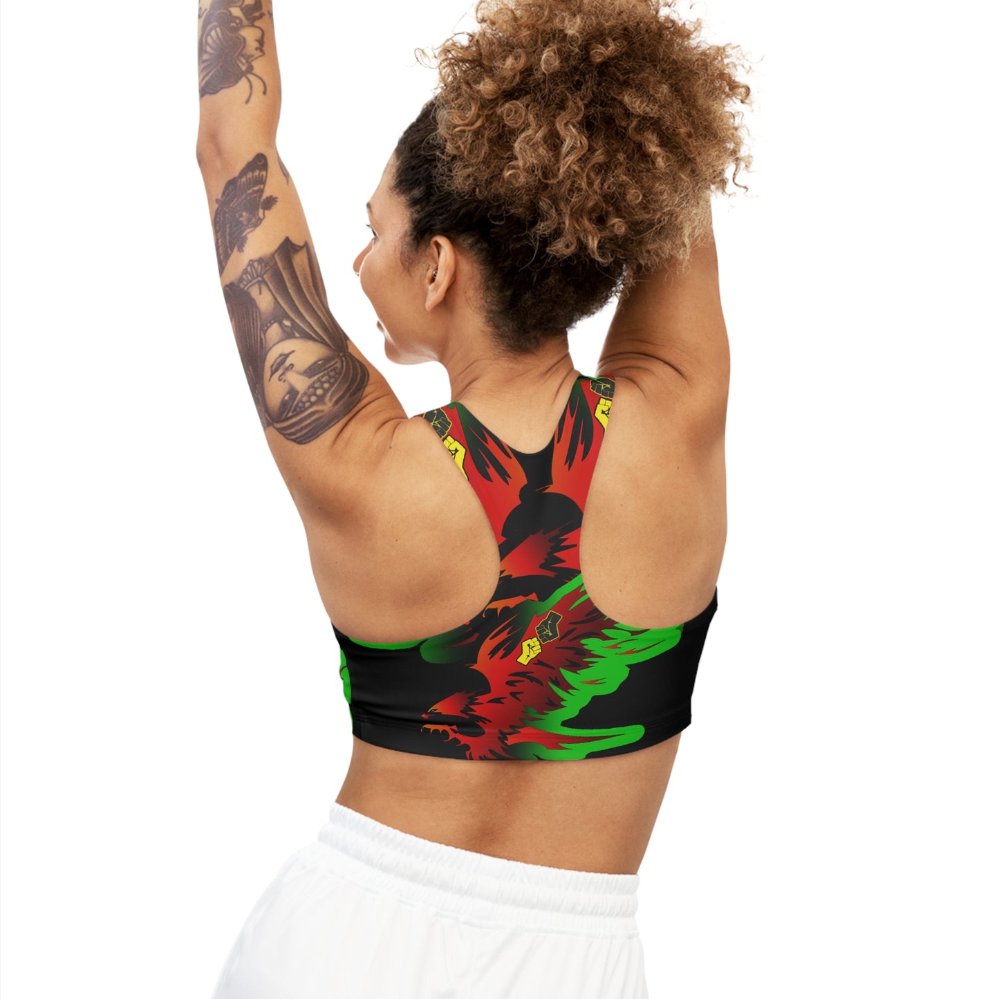 Afro Fire Bird Seamless Sports Bra (AOP)