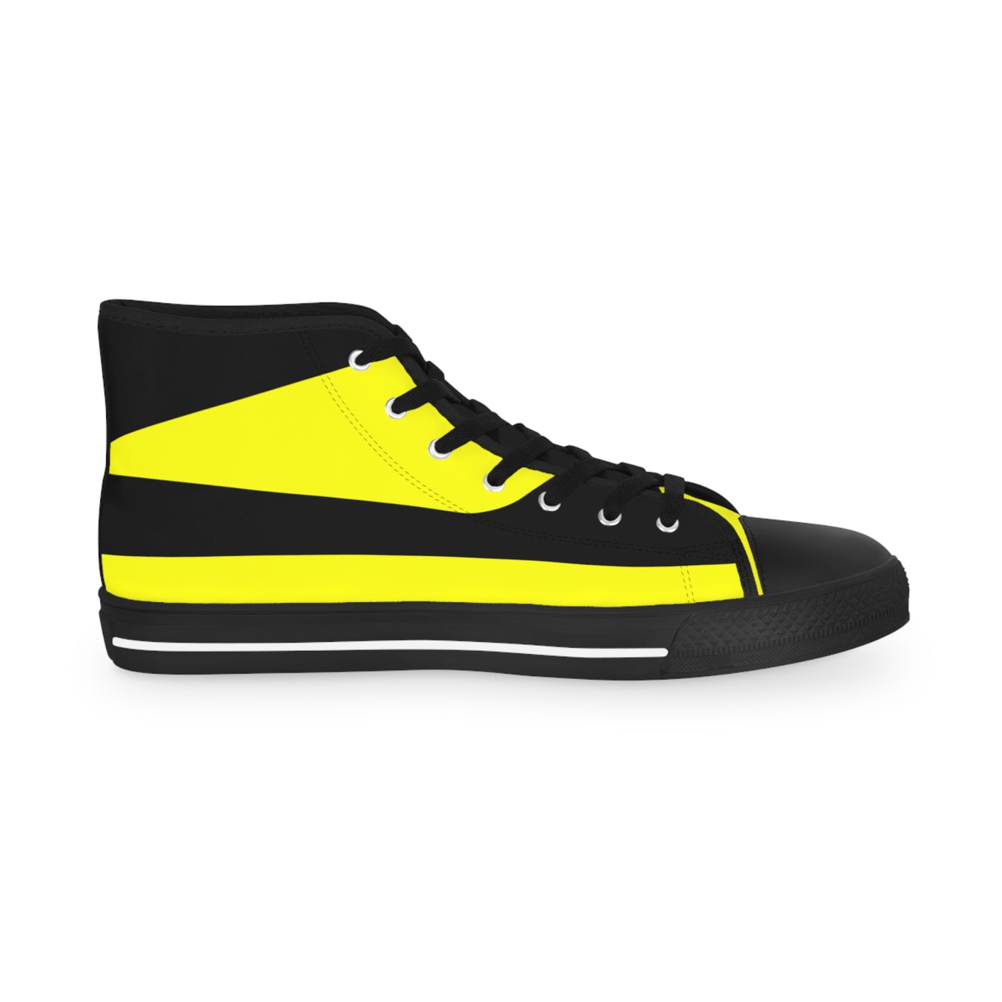 Yellow On Black Men's High Top Sneakers