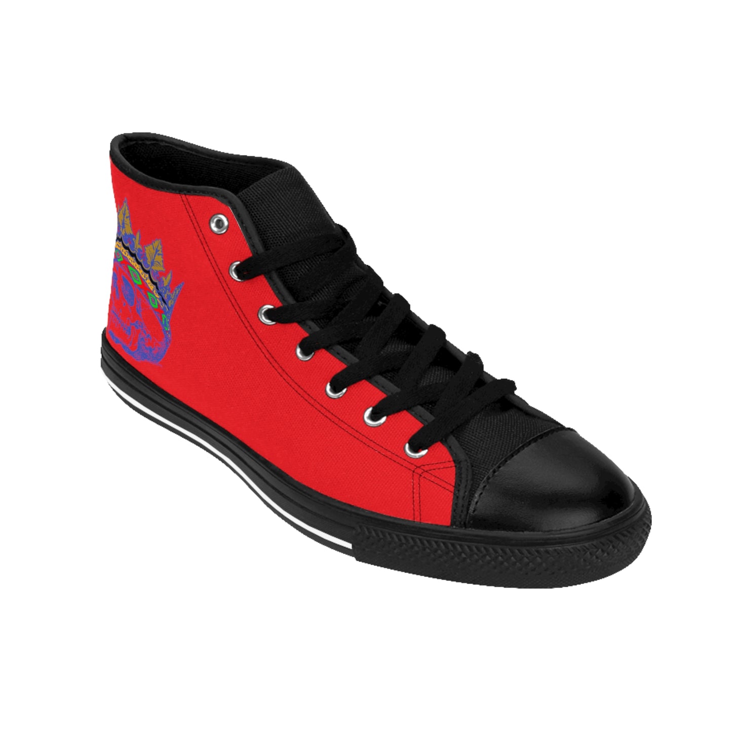 QUEEN  SKULL On Red Women's Classic Sneakers