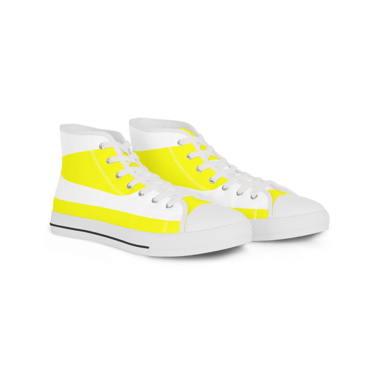 Yellow On White Men's High Top Sneakers