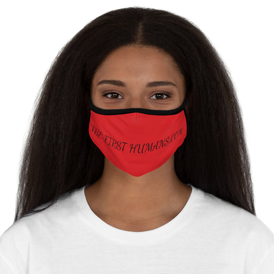 The First Humans.com on Red Fitted Polyester Face Mask