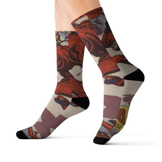 Red DINO Sublimation Socks