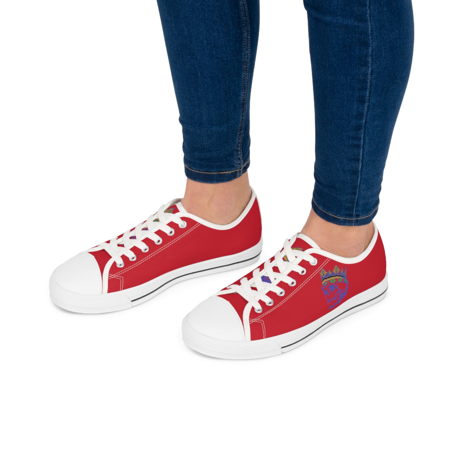 Queen Skull on Red    Women's Low Top Sneakers