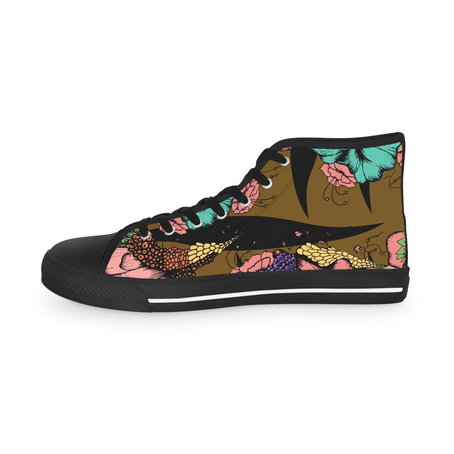 Black Snail Floral Men's High Top Sneakers