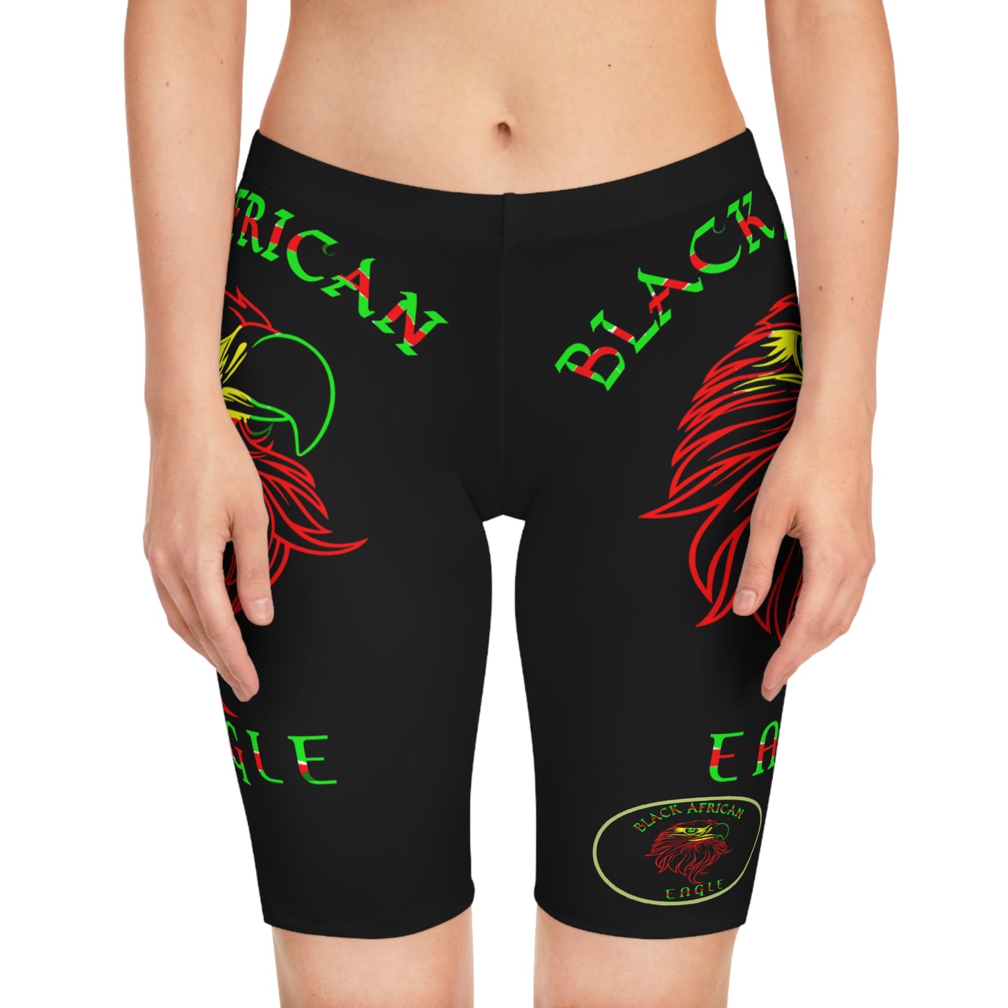 Black African Eagle Women's Bike Shorts (AOP)