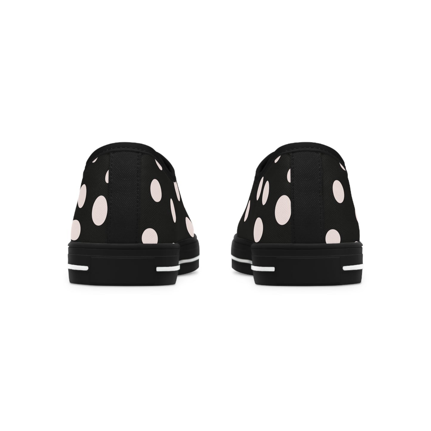 White Dots on Black    Women's Low Top Sneakers