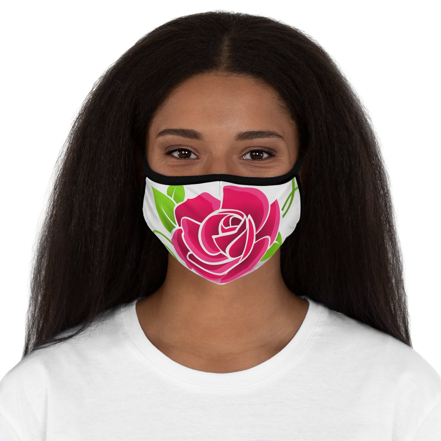 Pink on White Fitted Polyester Face Mask