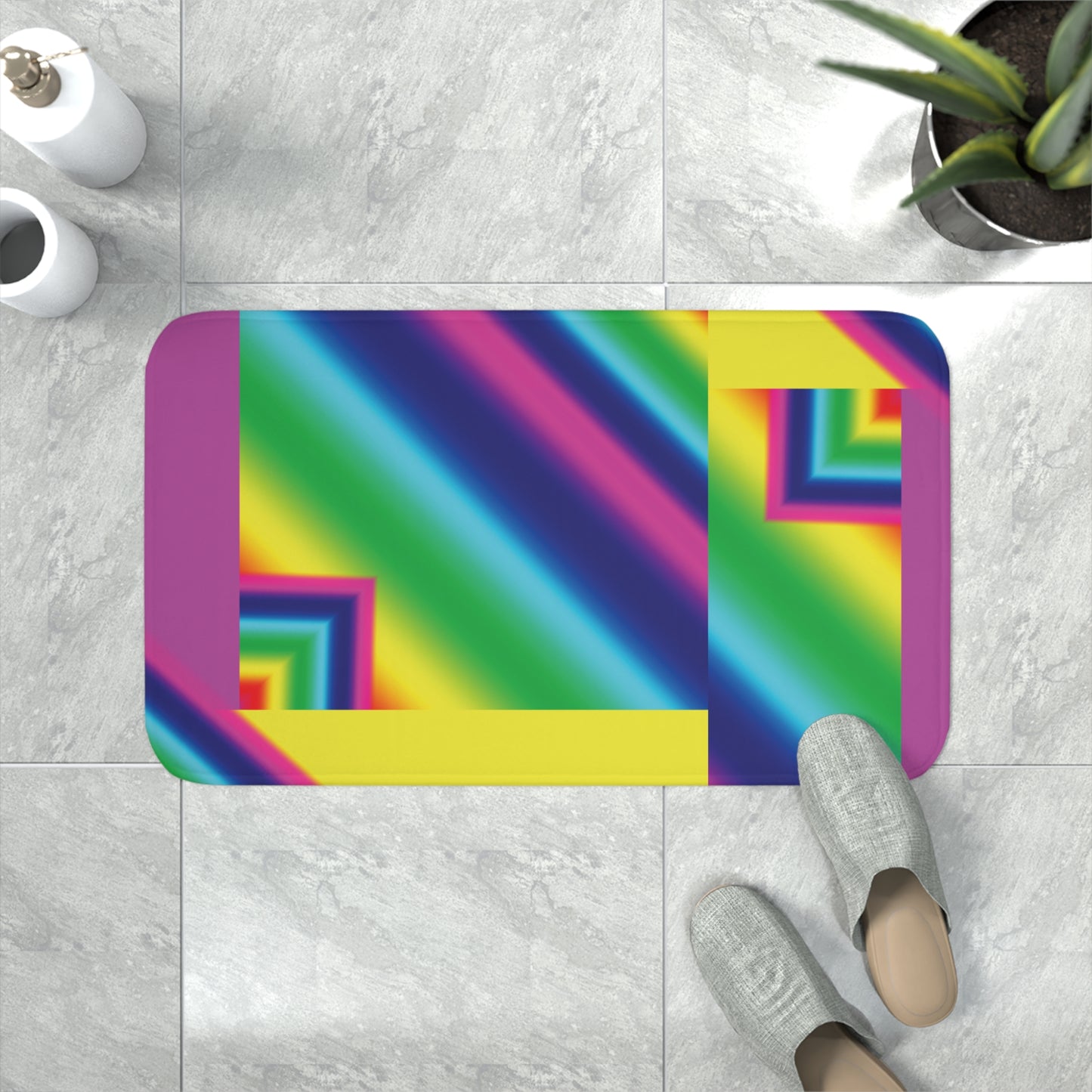 Rainbow   Point Memory Foam Bath Mat