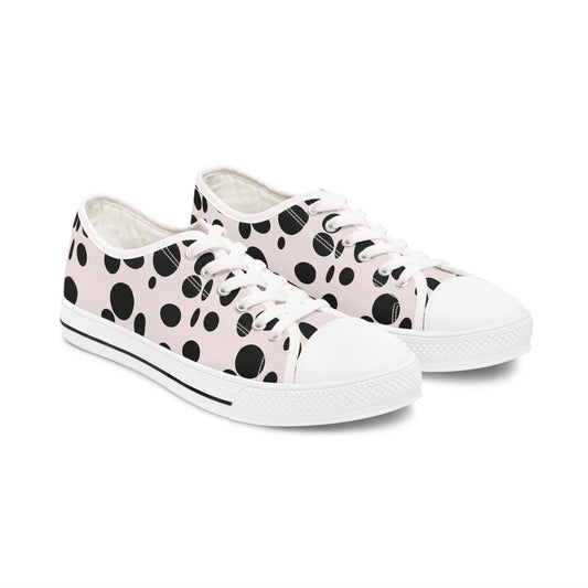 Black Dots on White Women's Low Top Sneakers