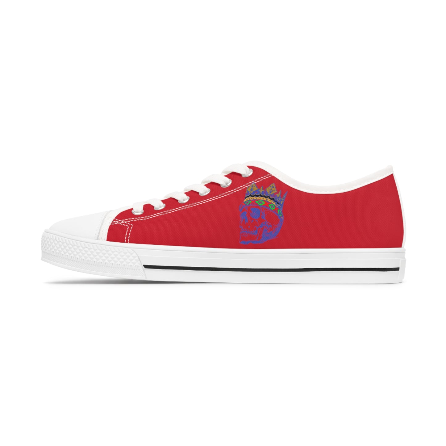 Queen Skull on Red    Women's Low Top Sneakers