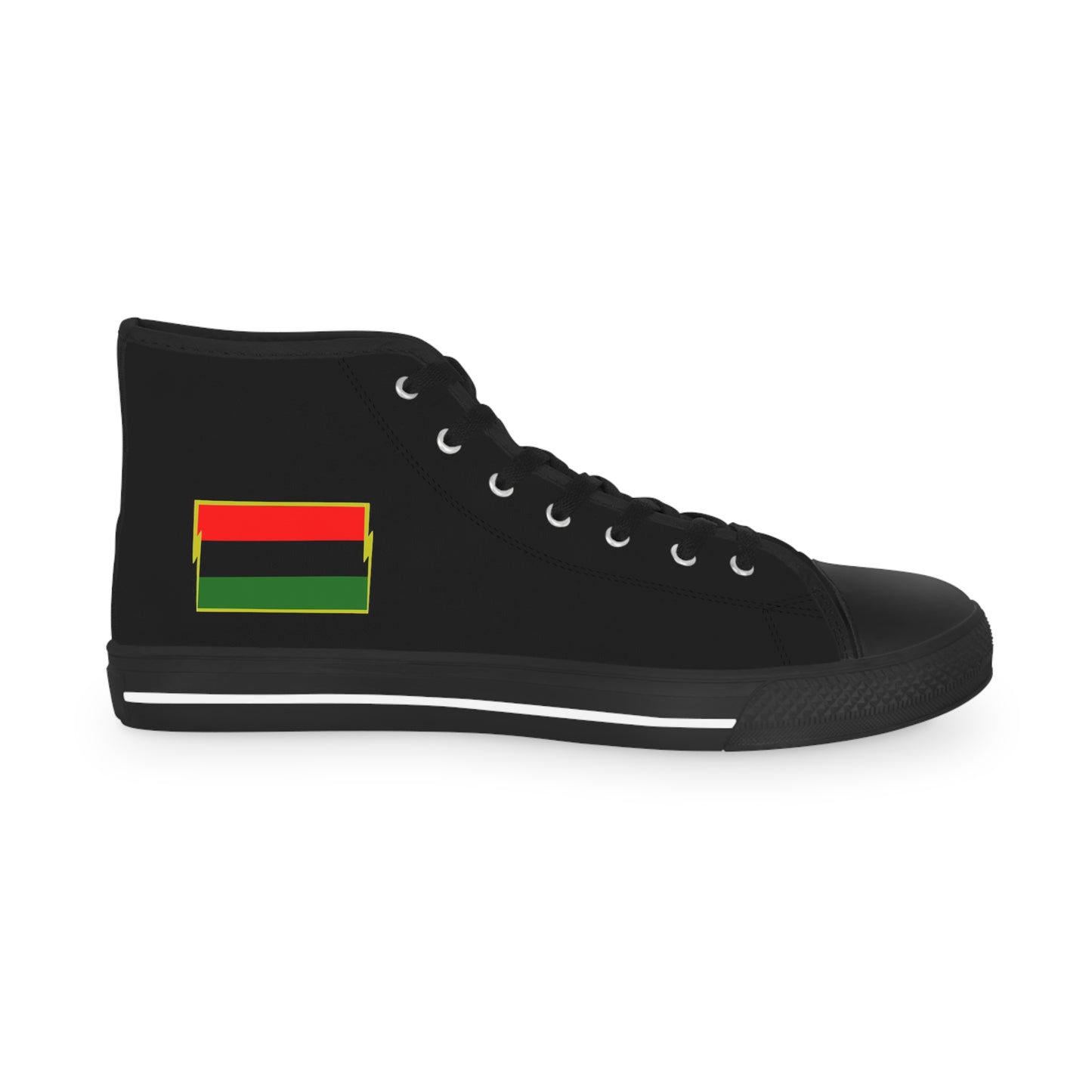 African Diaspora Flag  on Black  Men's High Top Sneakers