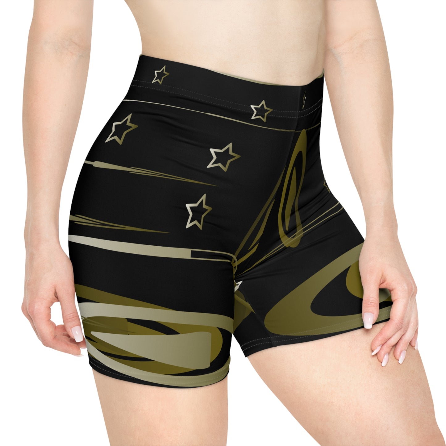 Gold Stars Women's Biker Shorts (AOP)