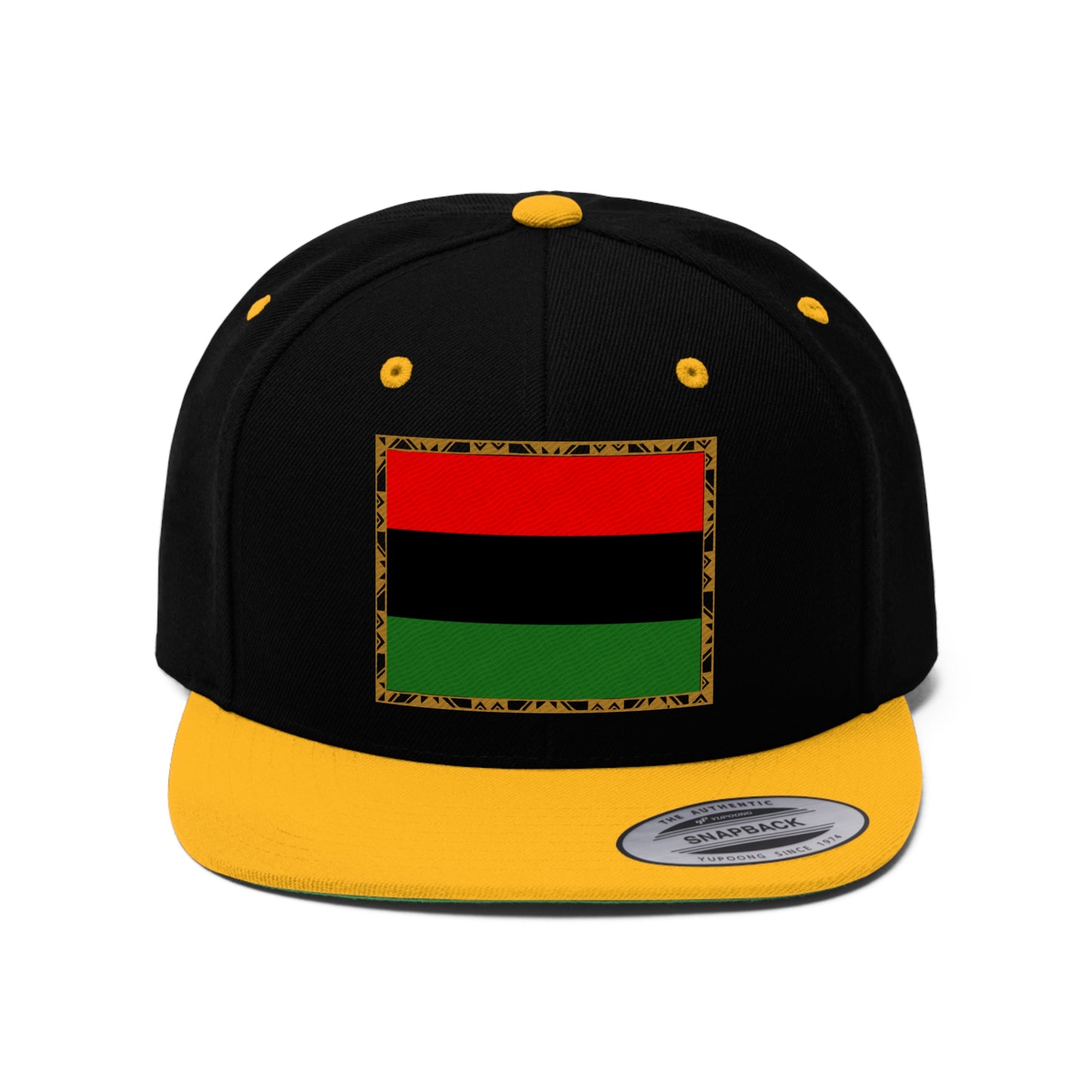 African Diaspora Flag in Gold (EMBROIDERED)  Unisex Flat Bill Hat