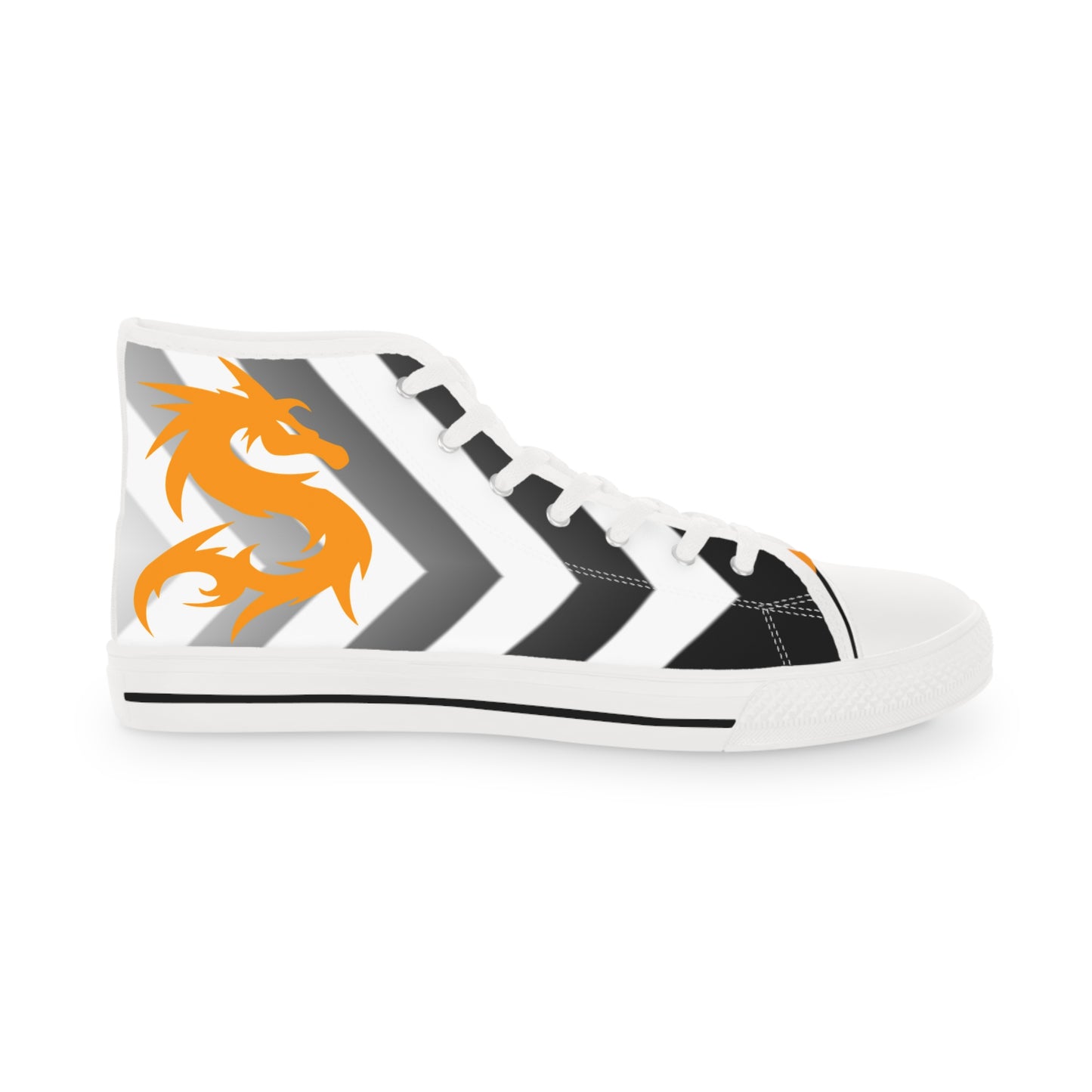 Golden Dragon on Black and white Men's High Top Sneakers