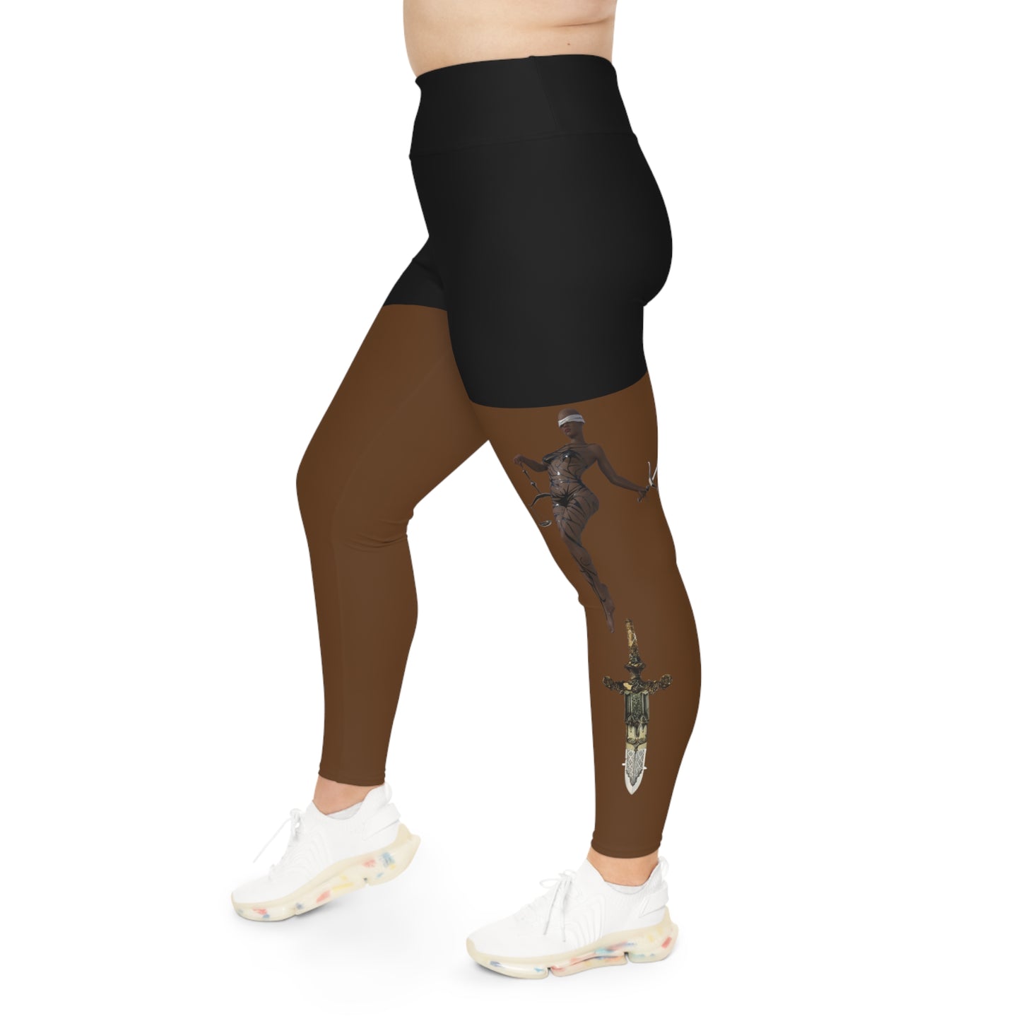 Themis-Lady Justice (Brown) Plus Size Leggings