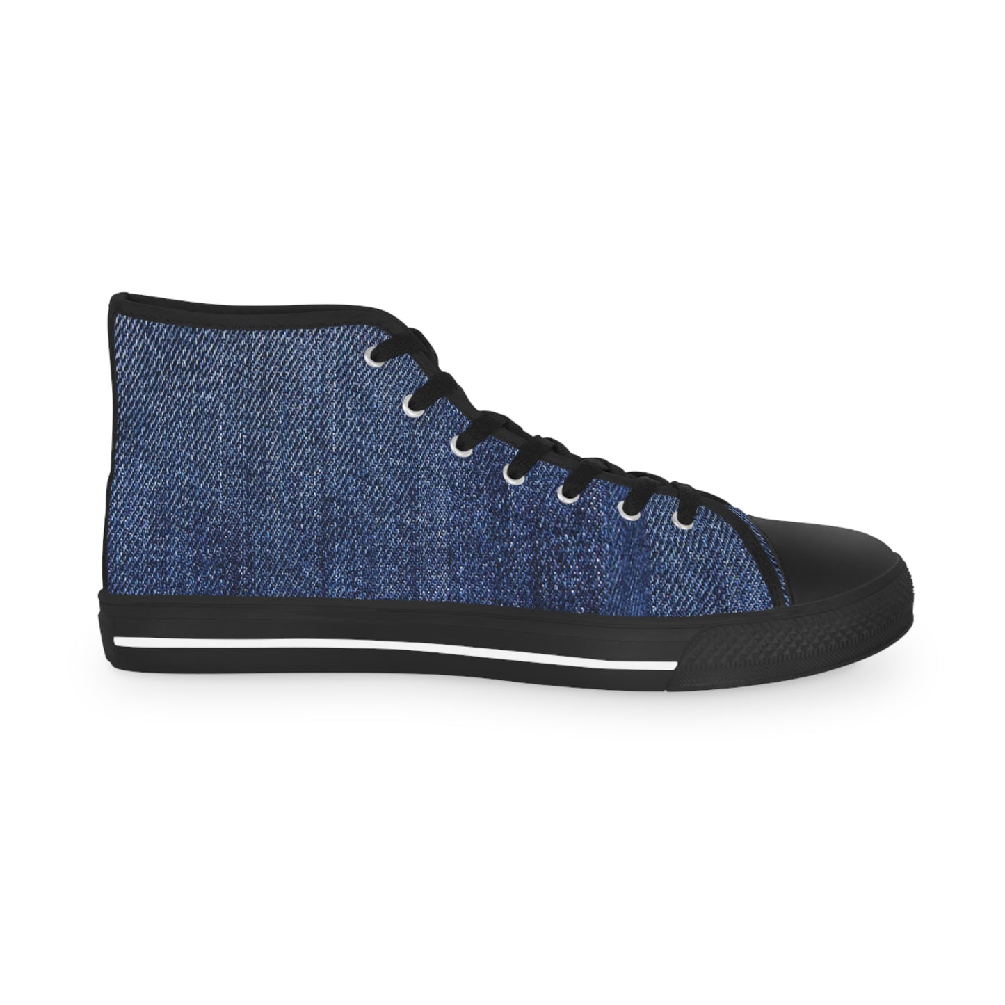 Blue Denim Style Men's High Top Sneakers