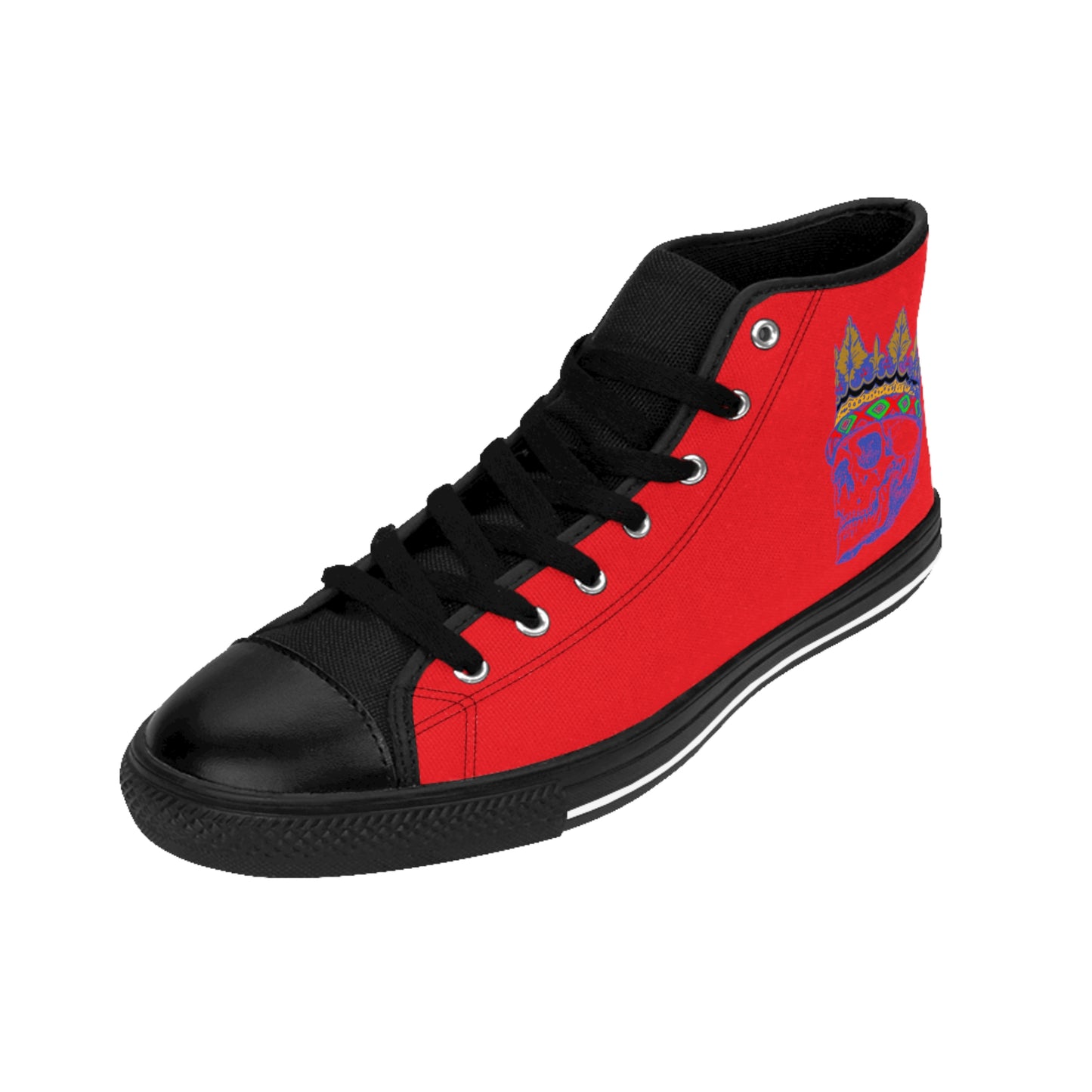 QUEEN  SKULL On Red Women's Classic Sneakers